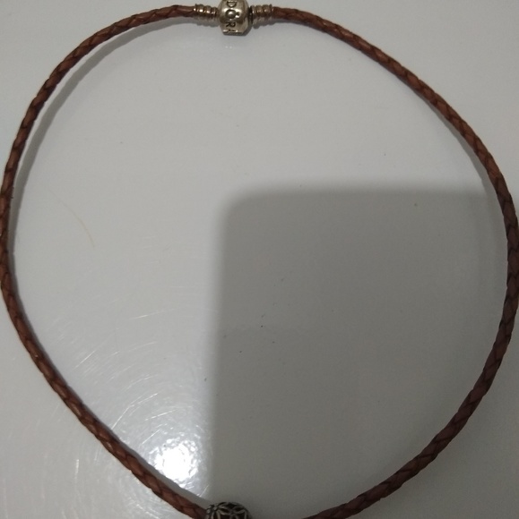 Brown Leather Pandora Choker Necklace 